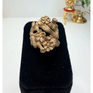 Vintage Brutalist Brass Art Ring Organic Sculptural Design Size 5.5